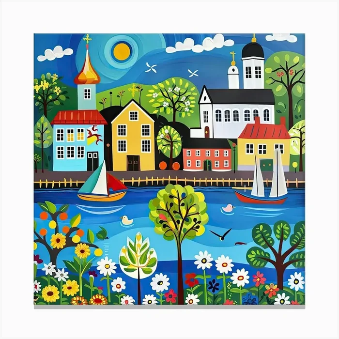 Kids Travel Illustration Helsinki 4 Canvas Print by Scribble Studio