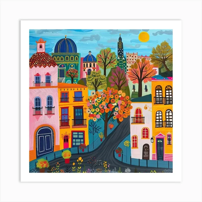 Kids Travel Illustration Madrid 1 Art Print by Scribble Studio
