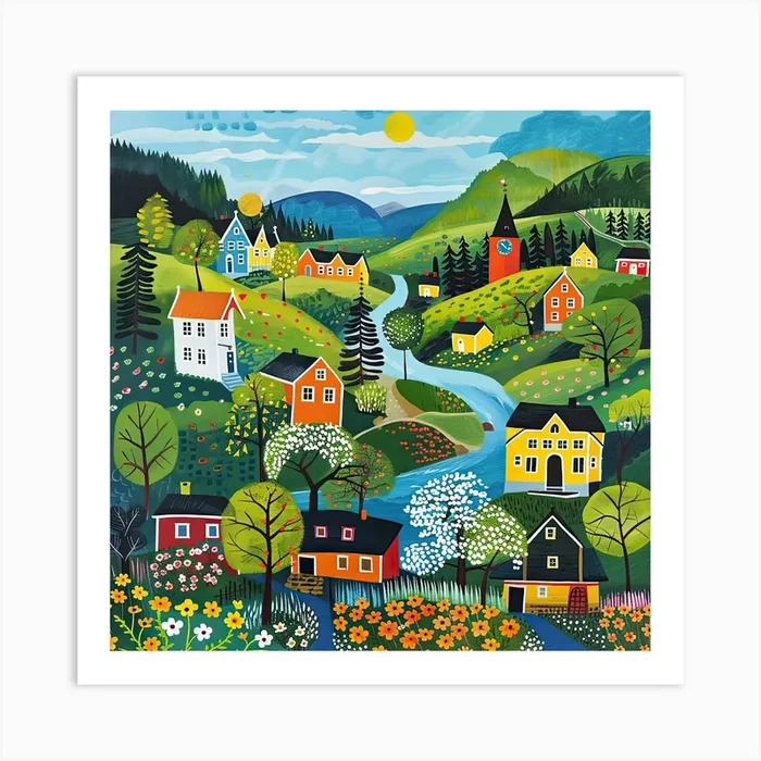 Kids Travel Illustration Norway 3 Art Print by Scribble Studio