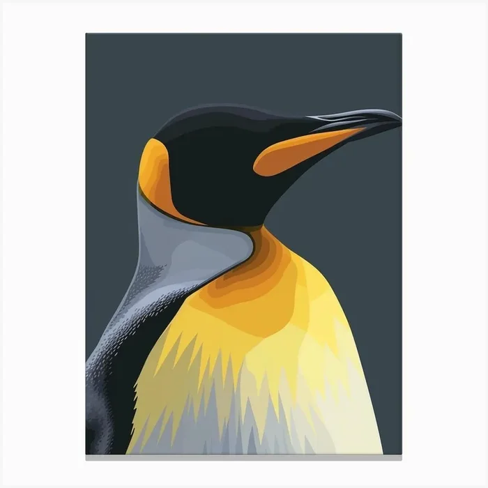 King Penguin Gold Harbour Minimalist Illustration 3 Canvas Print by Energy of the Sea