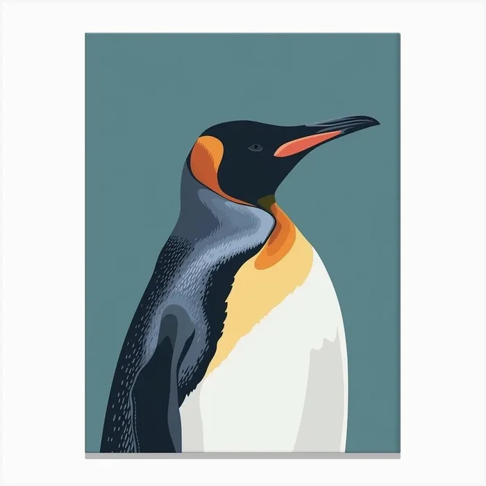 King Penguin Grytviken Minimalist Illustration 2 Canvas Print by Energy of the Sea