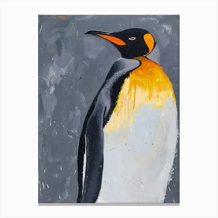 King Penguin Isabela Island Colour Block Painting 6 Canvas Print by Energy of the Sea