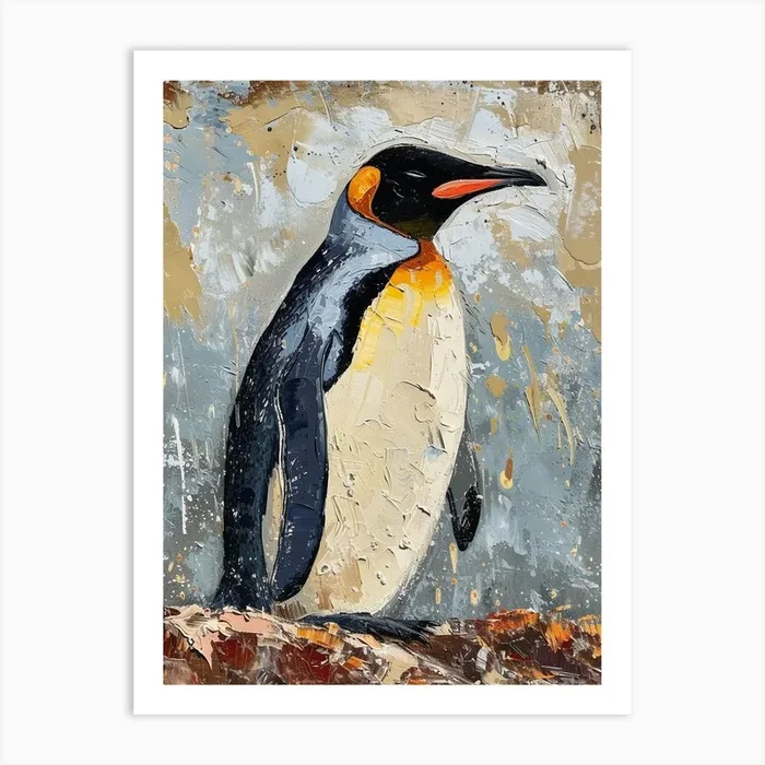 King Penguin Livingston Island Colour Block Painting 3 Art Print by Energy of the Sea