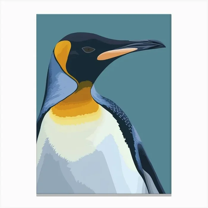 King Penguin Oamaru Blue Penguin Colony Minimalist Illustration 2 Canvas Print by Energy of the Sea