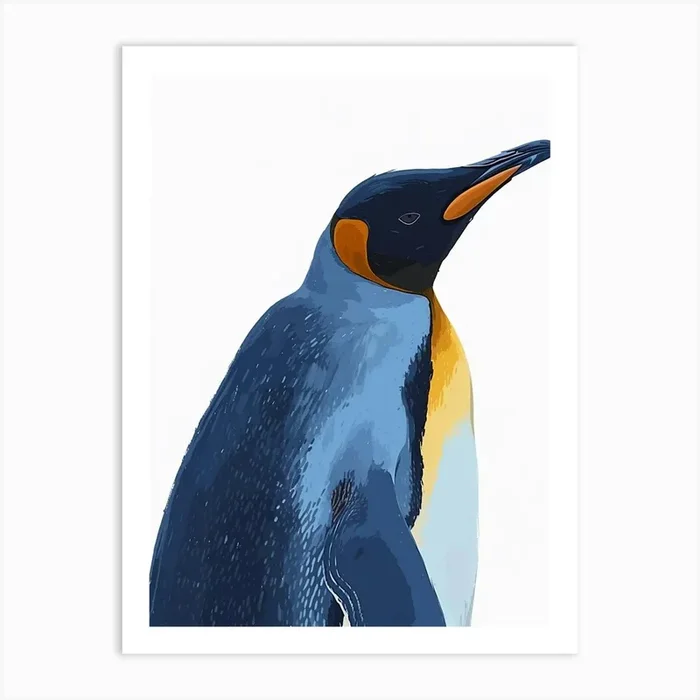 King Penguin Oamaru Blue Penguin Colony Minimalist Illustration 3 Art Print by Energy of the Sea