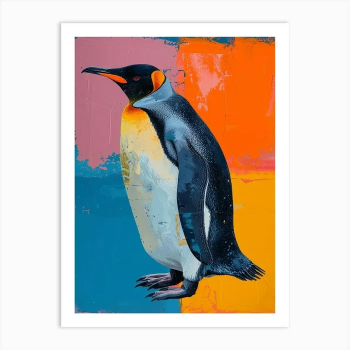 King Penguin Phillip Island The Penguin Parade Colour Block Painting 2 Art Print by Energy of the Sea