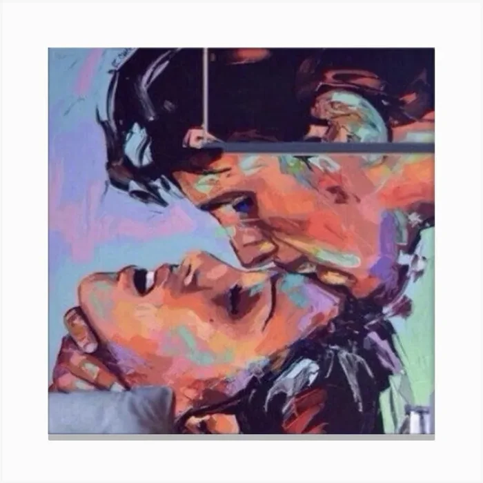 Kissing Couple Canvas Print by takishi