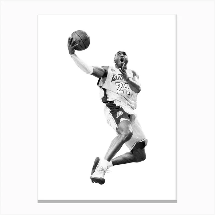 Kobe Bryan Black and White Line Illustration Canvas PrintAB by Andika Bahtiar
