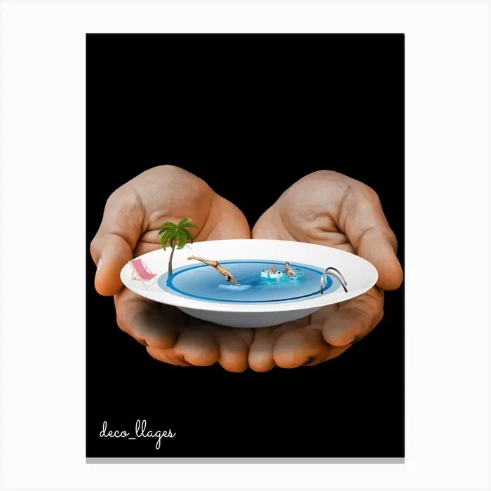 La soupe piscine Canvas Print by Decollages