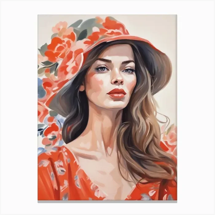 Lady Of Red Canvas PrintEO by Estate Of Art Gallery