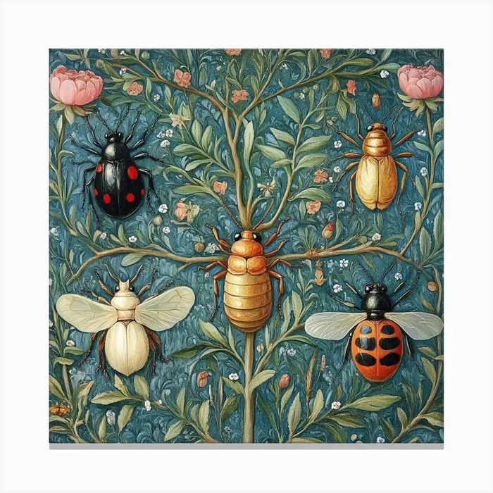 Ladybugs On A Tree Art Canvas PrintS by Saiful