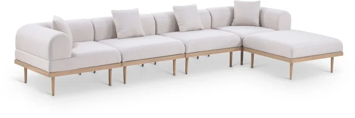 Laguna 142 ” Resilient Water Resistant Fabric Upholstered Outdoor Patio 5pc. Modular Sectional