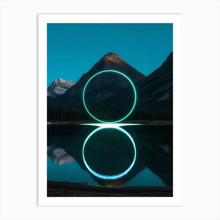 Lake Reflection Circles 1 Art Print by LeDieg