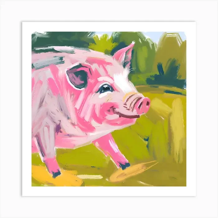 Landrace Pig 04 Art Print by Lisa Baum
