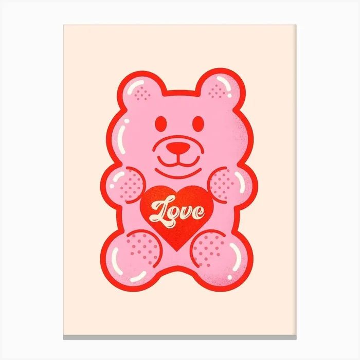 Large Love Jelly Bear Canvas Print by showmemars