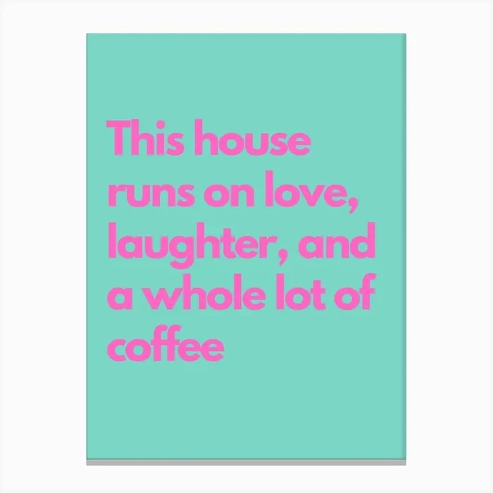 Laughter Kitchen Typography Teal Canvas PrintPF by Pictures For Kitchen Walls