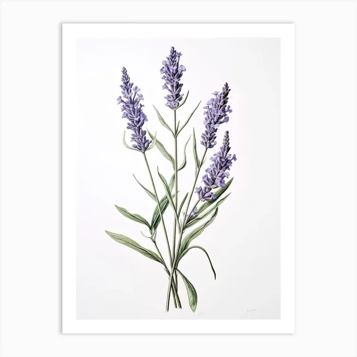 Lavender Vintage Botanical Herbs 0 Art Print by Whimsical Meadows