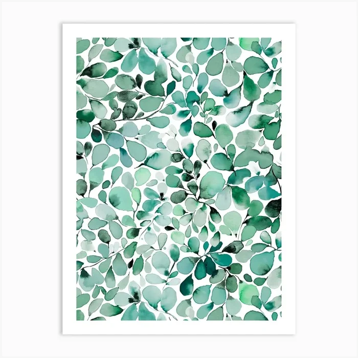 Leaffy Eucalyptus Green Art Print by Ninola Design