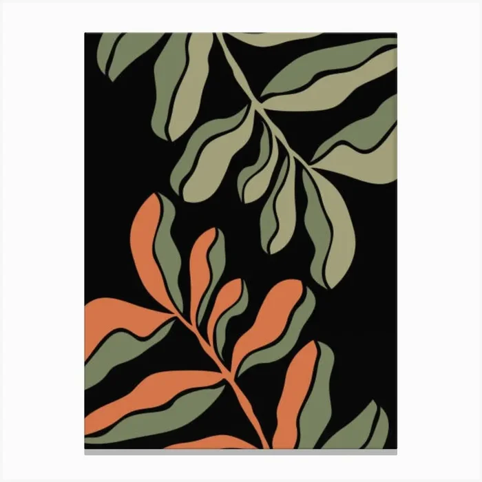Leaves On Black Canvas Print by Super_Art