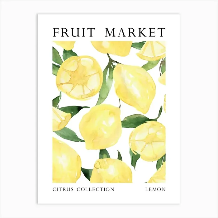 Lemon Fruit Market Art PrintA by Alluvion