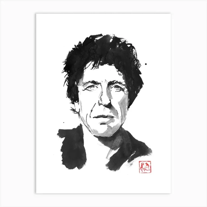 Leonard Cohen Art Print by Pechane Sumie