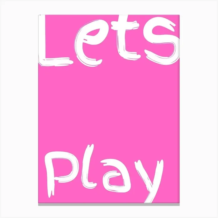Lets Play Kids Poster Pink Canvas Print by Trendy Wendy