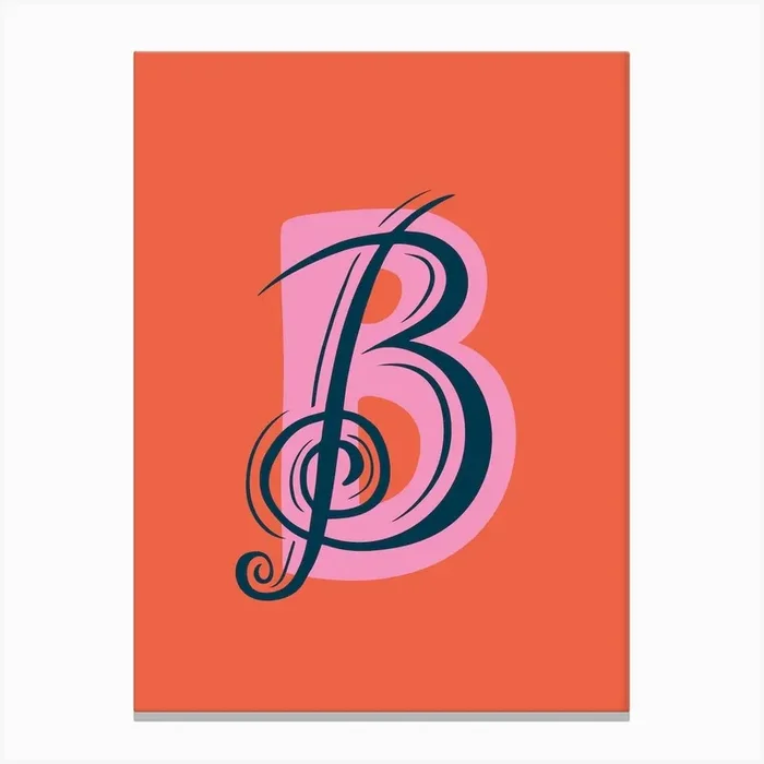 Letter B Typographic Canvas Print by Lucy Loves This