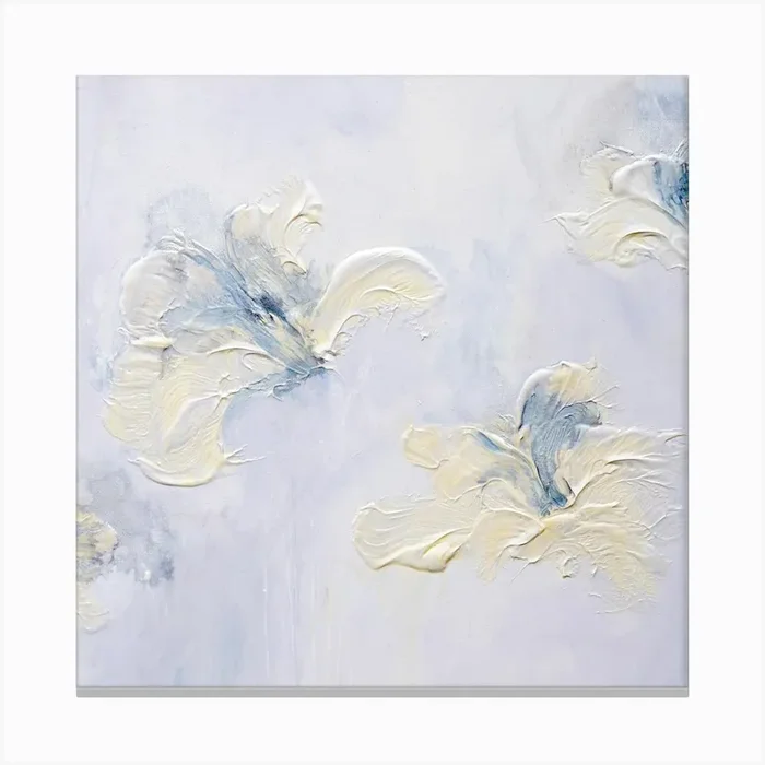 Light Yellow Flower Painting Square Canvas Print by Françoise Wattré