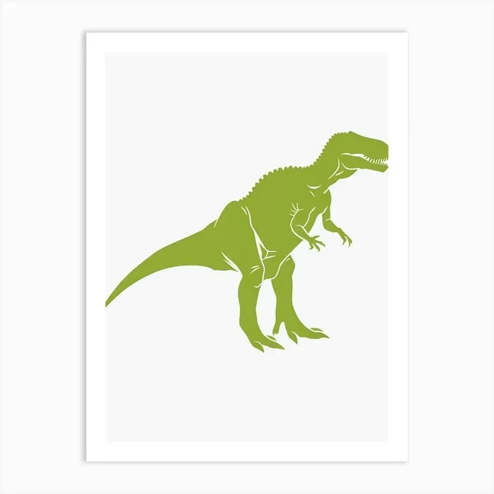 Lime Green Dinosaur Silhouette 5 Art Print by Dino Delights