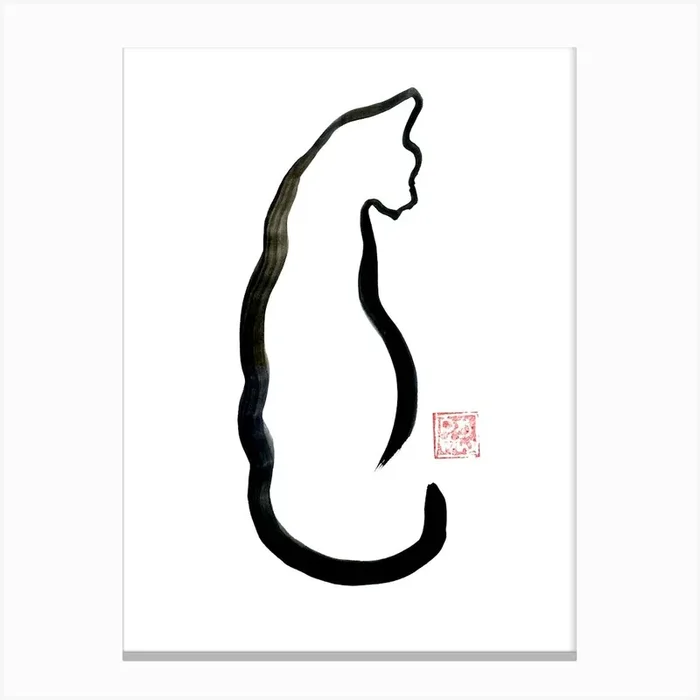 Line Cat Canvas Print by Pechane Sumie