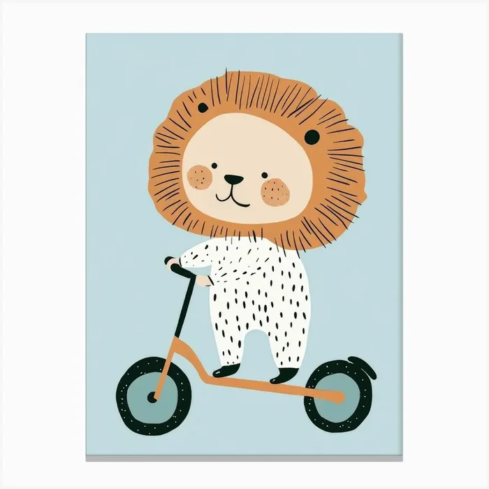 Lion Riding A Bike Canvas Print by Banevici