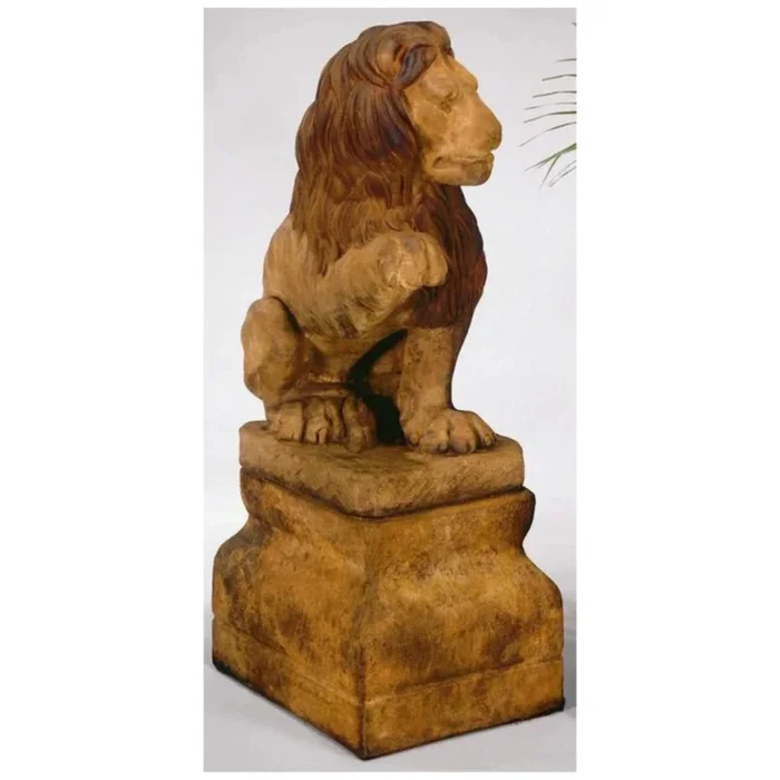 Lion Right Paw Up & Base Statue Set