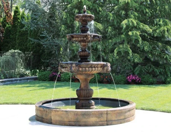 Lion Spill Grandessa Fountain with Surround and 8′ Fiberglas