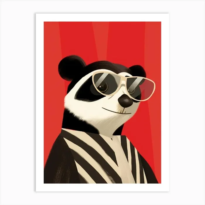 Little Badger 3 Wearing Sunglasses Art Print by Scribble Studio