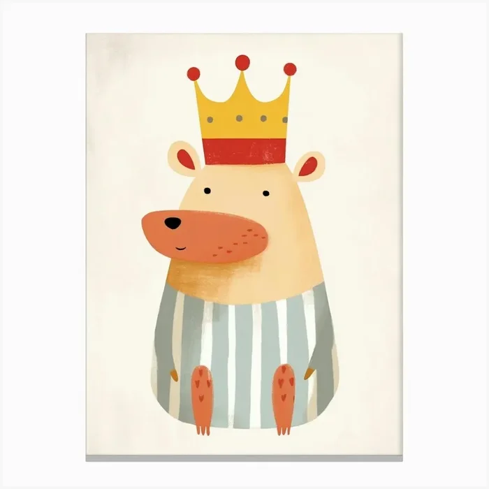 Little Capybara 2 Wearing A Crown Canvas Print by Scribble Studio