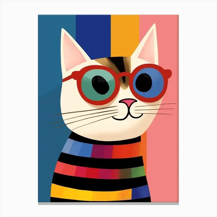 Little Cat 4 Wearing Sunglasses Canvas Print by Scribble Studio