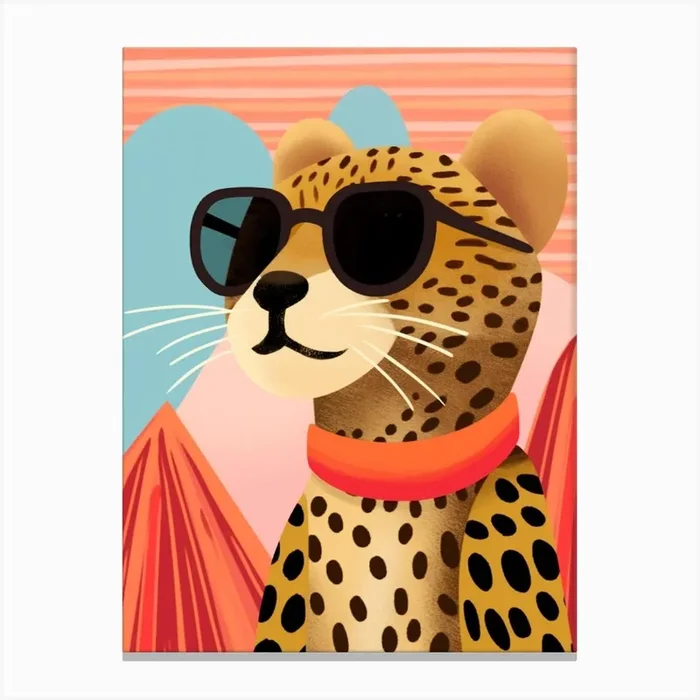 Little Cheetah 2 Wearing Sunglasses Canvas Print by Scribble Studio
