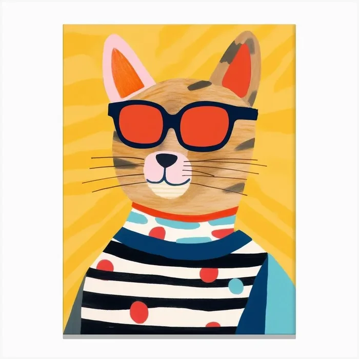 Little Cougar 1 Wearing Sunglasses Canvas Print by Scribble Studio
