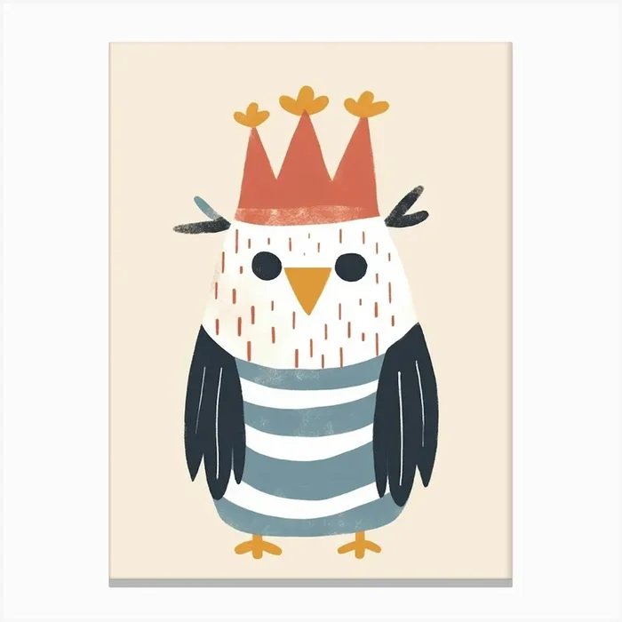 Little Eagle 1 Wearing A Crown Canvas Print by Scribble Studio