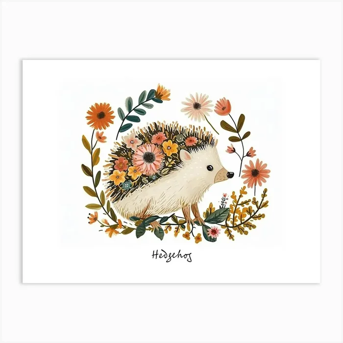 Little Floral Hedgehog 4 Poster Art Print by Scribble Studio