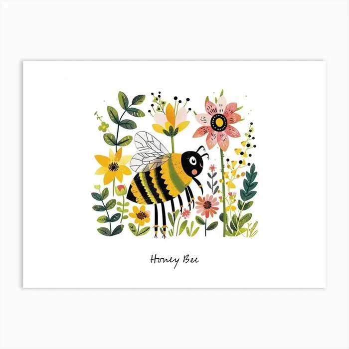Little Floral Honey Bee 1 Poster Art Print by Scribble Studio
