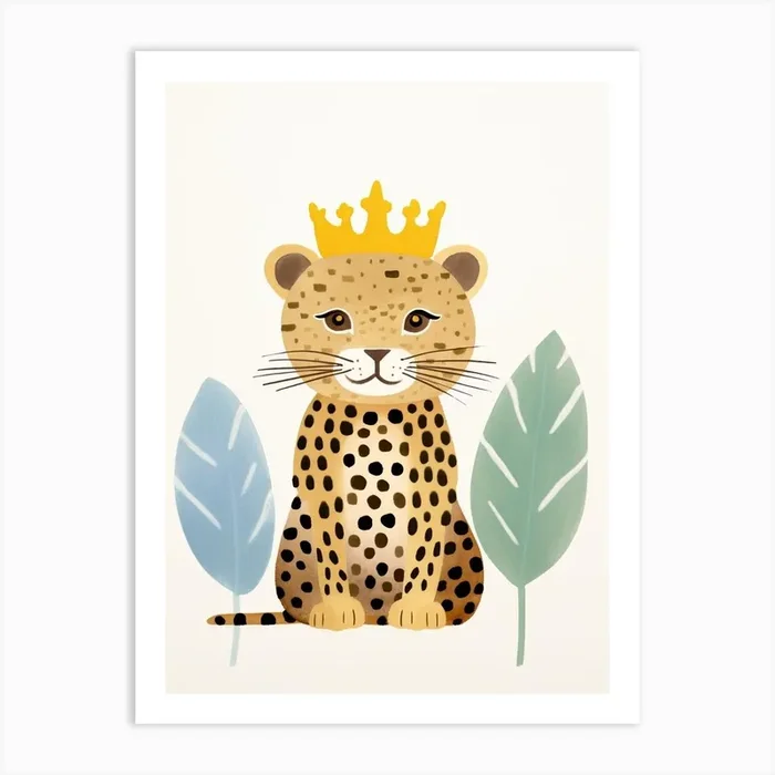 Little Leopard 4 Wearing A Crown Art Print by Scribble Studio