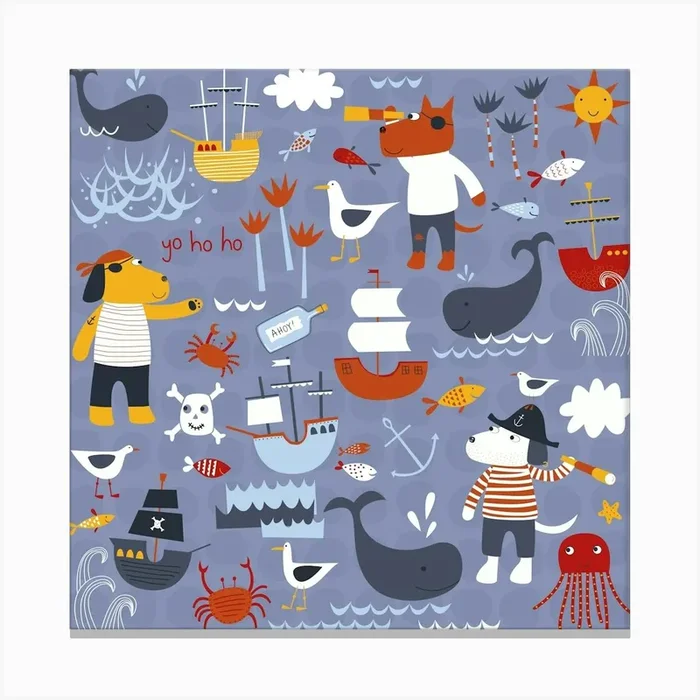 Little Pirate Dogs Canvas PrintNS by Nic Squirrell
