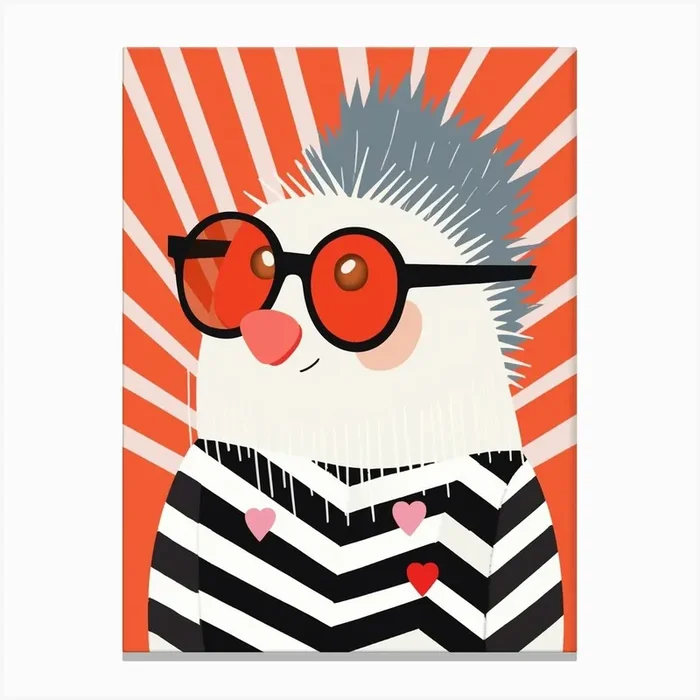 Little Porcupine 1 Wearing Sunglasses Canvas Print by Scribble Studio
