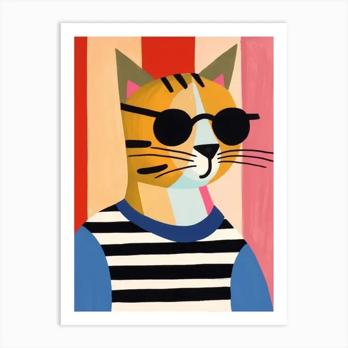 Little Puma 4 Wearing Sunglasses Art Print by Scribble Studio