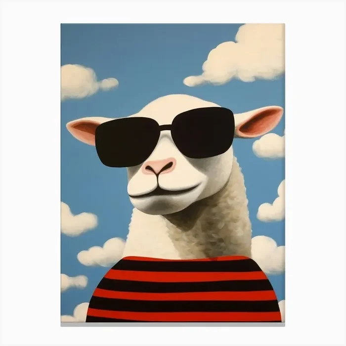 Little Sheep 2 Wearing Sunglasses Canvas Print by Scribble Studio