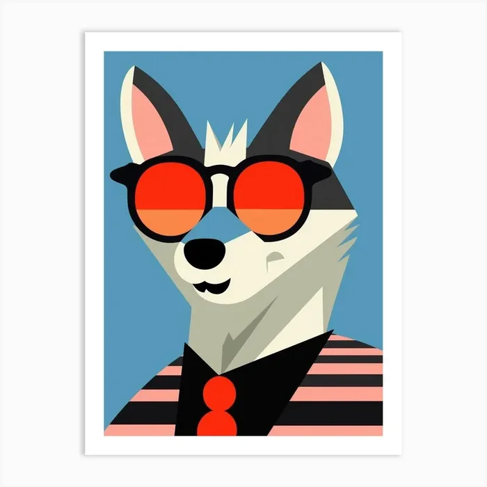 Little Timber Wolf 3 Wearing Sunglasses Art Print by Scribble Studio
