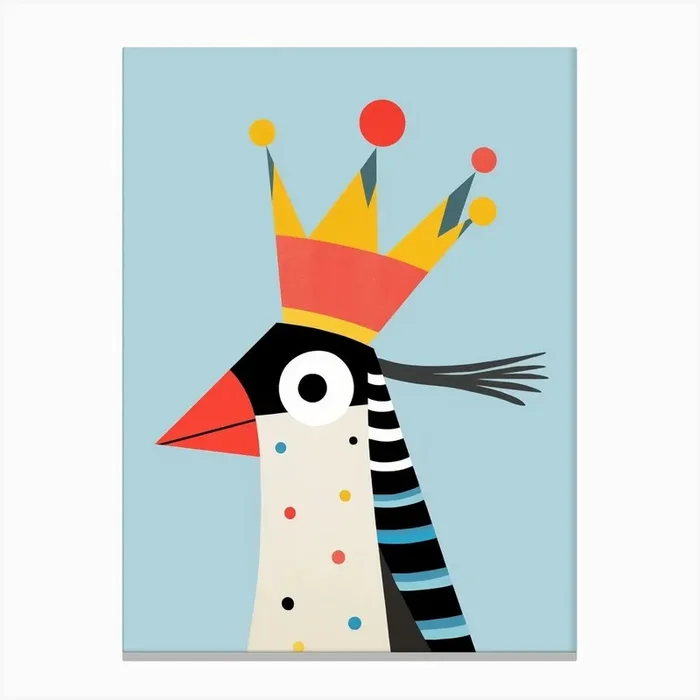 Little Toucan 2 Wearing A Crown Canvas Print by Scribble Studio