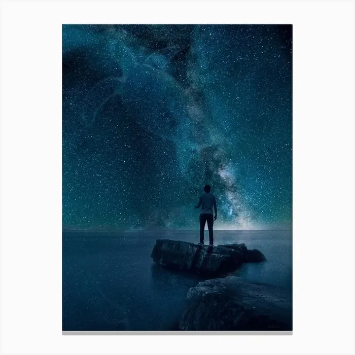 Lone Sea Turtle Galaxy Canvas Print by Kits Concepts