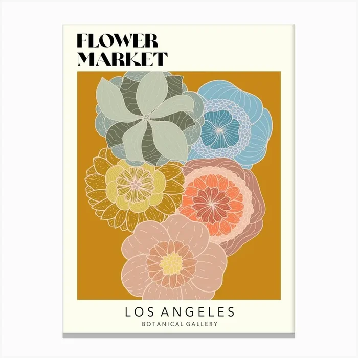 Los Angeles Flower Market Canvas Print by Luxe Poster Co